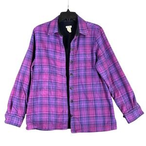 L L Bean Fleece Lined Flannel Shacket Jacket Women S Shirt Warm Outdoor Layering